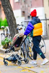 Emily Ratajkowski in a Colorful North Face Jacket in NYC 11/03/2023