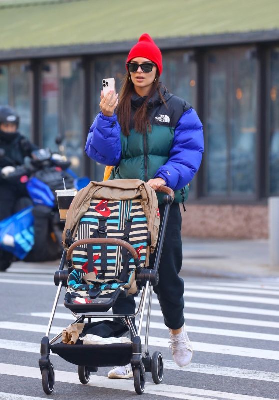 Emily Ratajkowski in a Colorful North Face Jacket in NYC 11/03/2023