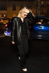 Gigi Hadid Wearing Adidas Sneakers and a Leather Jacket - Royal Monceau in Paris 11/17/2023