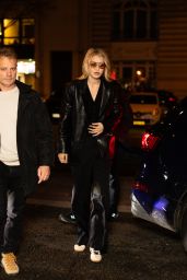 Gigi Hadid Wearing Adidas Sneakers and a Leather Jacket - Royal Monceau in Paris 11/17/2023