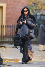 Irina Shayk in a Winter Jacket and Trousers in New York 11/14/2023