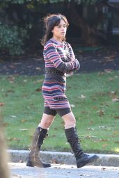 Jenna Ortega - Filming Sprinting Scene in Boston 11/16/2023