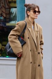Katie Holmes in a Stylish Long Brown Coat - Manhattan 11/22/2023