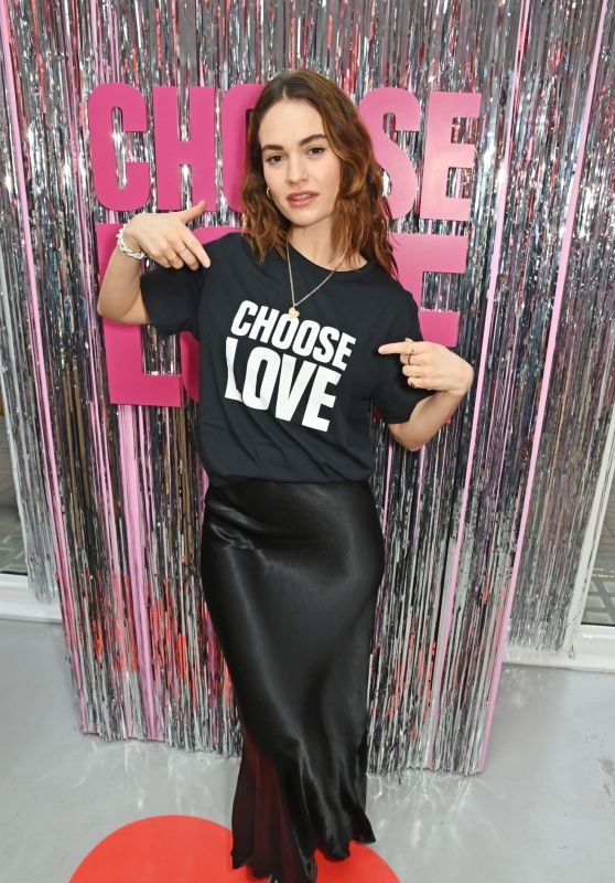 Lily James - Choose Love 2023 Pop-Up Shop for Help Refugees Launch Day in London 11/22/2023
