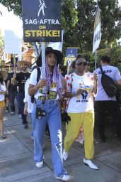 Marsha Thomason at SAG Strike at Disney in Burbank 11/01/2023