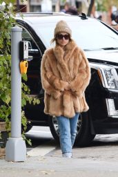 Olivia Wilde in a Fashionable Fur Coat in NYC 11/10/2023