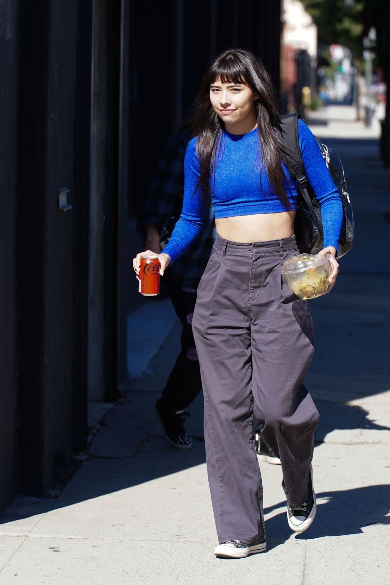 Xochitl Gomez looks fit in a blue sports bra and leggings while arriving  for the DWTS practice session in Los Angeles-140923_9