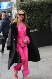 Amanda Holden in a Barber Pink Co Ords and Fluffy Shoes at Heart Radio in London 12/15/2023