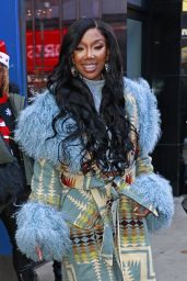 Brandy Wears a Multi-colored Fur Coat - GMA in New York 12/22/2023