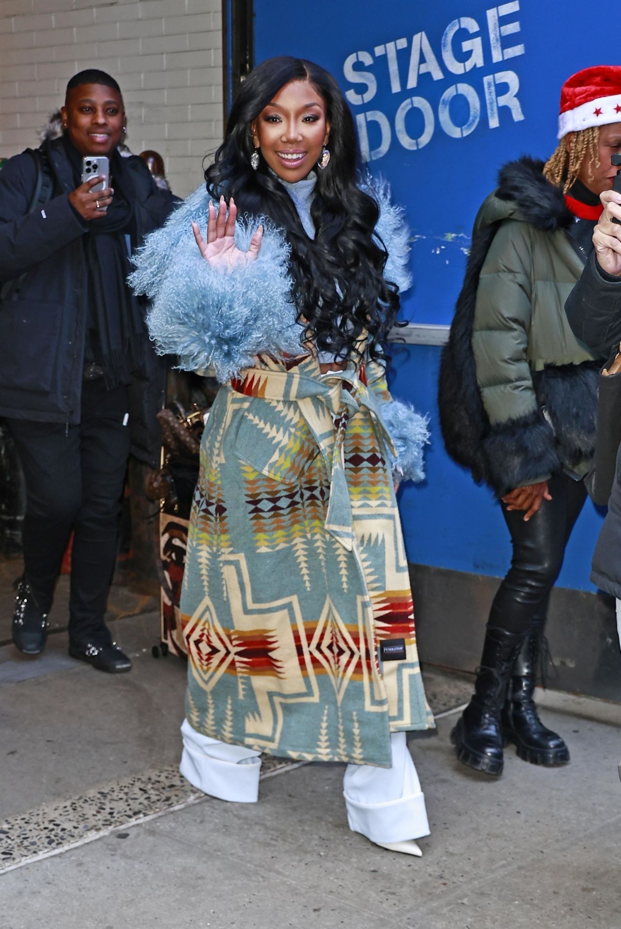 Brandy Wears a Multi-colored Fur Coat - GMA in New York 12/22/2023 ...
