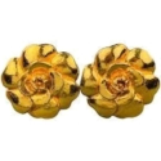 Chanel Vintage Camellia Earrings in Gold
