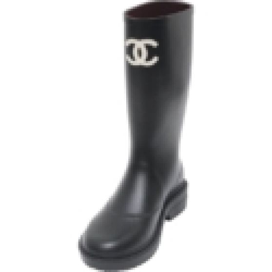 Chanelo 22A Caoutchouc CC Logo Rubber Rain Boots in Black