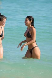 Chantel Jeffries and YesJulz on a Beach in Miami 12/27/2023