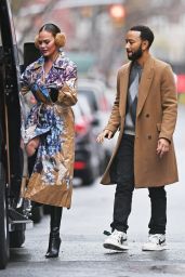 Chrissy Teigen and John Legend at the Top of the Rock at Rockefeller Center in New York 12/27/2023
