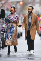 Chrissy Teigen and John Legend at the Top of the Rock at Rockefeller Center in New York 12/27/2023