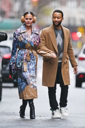 Chrissy Teigen and John Legend at the Top of the Rock at Rockefeller Center in New York 12/27/2023