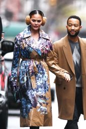 Chrissy Teigen and John Legend at the Top of the Rock at Rockefeller Center in New York 12/27/2023