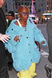 Cynthia Erivo in a McMullen Bright Crochet Outfit Departing the NBC Studios in New York 12/19/2023