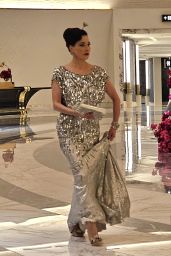 Dita Von Teese in Silver Flowing Gown - Arrives for Justin Timberlake Concert at Opening Night of Fontainebleau Las Vegas 12/14/2023