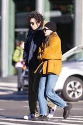 Elizabeth Olsen and Azazel Jacobs Out in New York City 12/14/2023