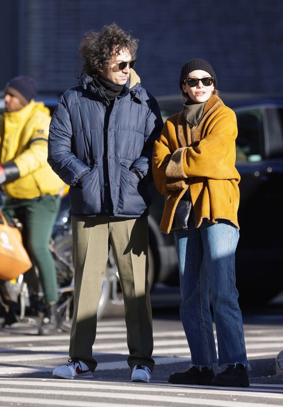 Elizabeth Olsen and Azazel Jacobs Out in New York City 12/14/2023