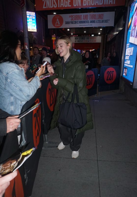 Elle Fanning - Outside The Hayes Theatre in NYC 12/26/2023