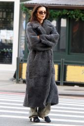 Emily Ratajkowski Wears a Fur Coat and Slippers in New York 12/01/2023
