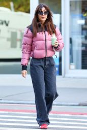 Emily Ratajkowski Wears a Pink North Face Jacket in New York 12/06/2023