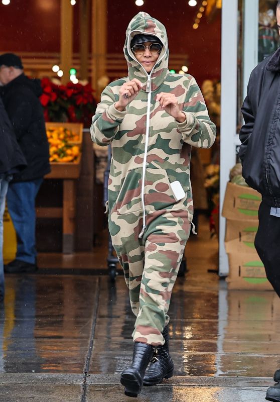 Halle Berry Wearing a camouflaged Onesie in Los Angeles 12/20/2023