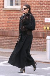 Irina Shayk Wearing Balenciaga Sunglasses and Black Coat in New York 12/05/2023