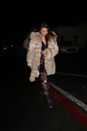Jeannie Mai in Fur Coat and an Elegant Gown at Funke in Beverly Hills 12/21/2023