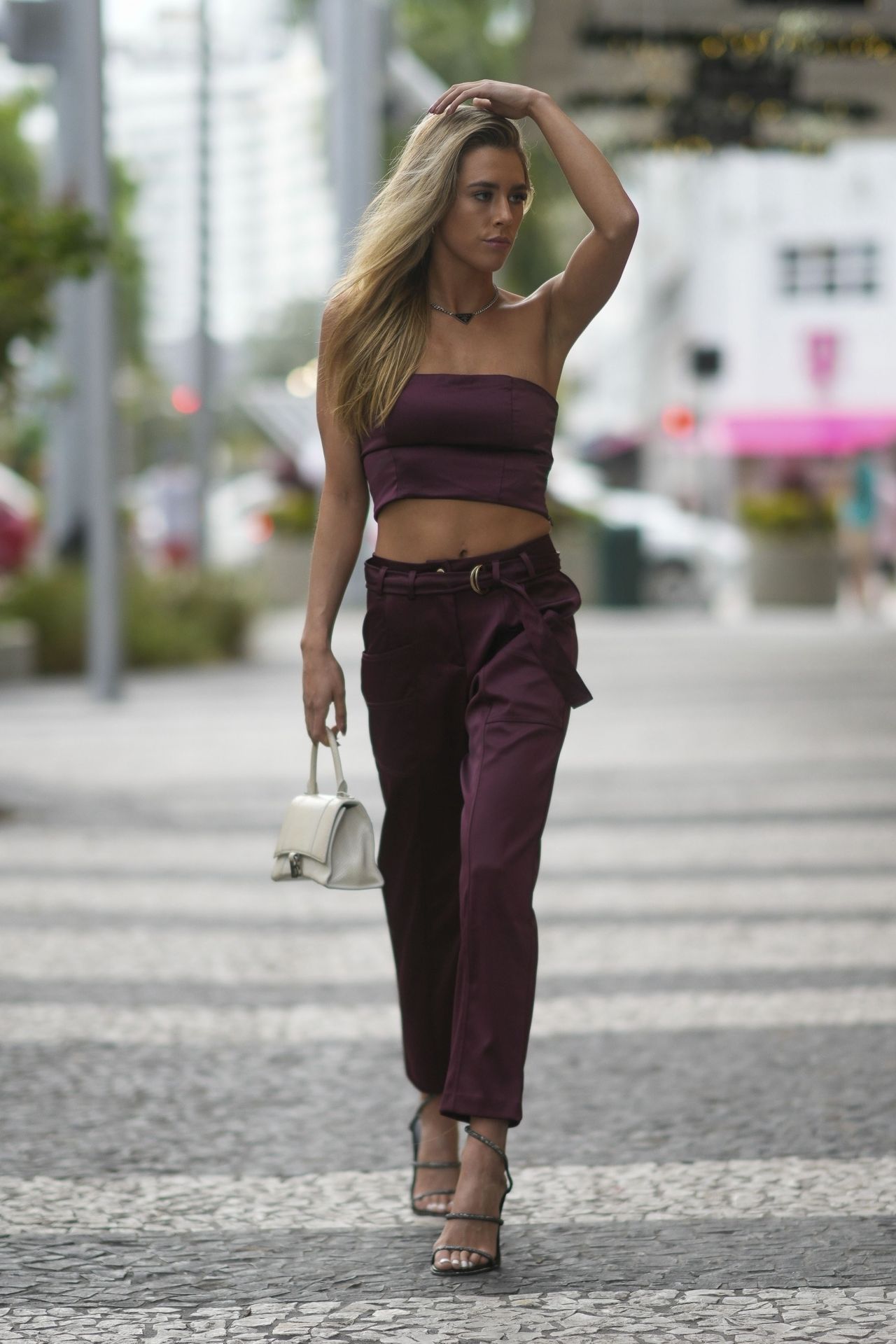 Jenea White in Maroon Ensemble in Miami 12/11/2023 • CelebMafia