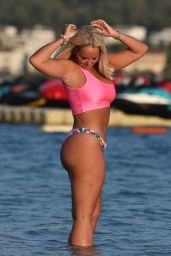 Jennifer Ellison in a One-shoulder Fluorescent Pink Bikini October 2023