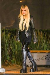 Jessica Simpson Looks Biker Leather Chic - Christmas Shopping in Woodland Hills 12/23/2023