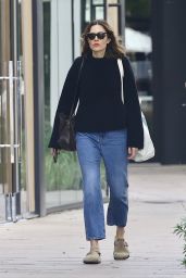 Mandy Moore in a Cozy Black Turtleneck Sweater and Classic Blue Jeans  - Christmas Shopping in Studio City 12/22/2023
