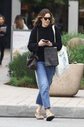 Mandy Moore in a Cozy Black Turtleneck Sweater and Classic Blue Jeans  - Christmas Shopping in Studio City 12/22/2023
