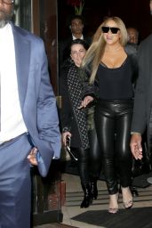 Mariah Carey in Leather Pants And Black Top in New York City 12/17/2023
