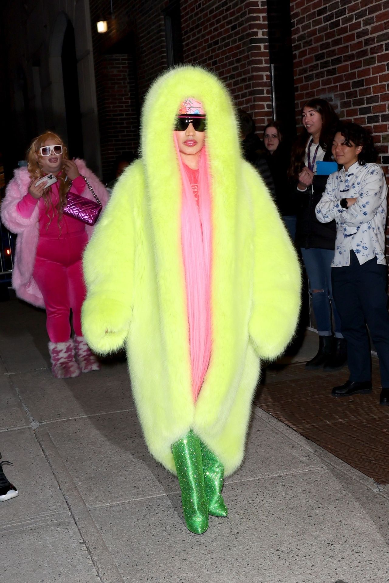 Nicki Minaj in a Colorful Ensemble - Leaving The Late Show With Stephen ...