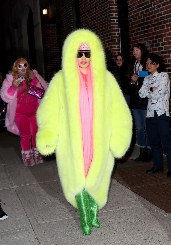 Nicki Minaj in a Colorful Ensemble - Leaving The Late Show With Stephen Colbert in NYC 12/11/2023