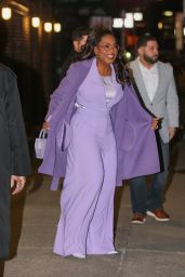 Oprah Winfrey in a Light Purple Outfit in New York 12/14/2023