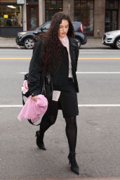 Rosalia in All-black Attire and Pink Shirt - Out in New York 12/26/2023