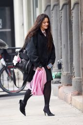 Rosalia in All-black Attire and Pink Shirt - Out in New York 12/26/2023