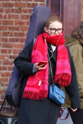 Sadie Sink Bundles Up in a Vibrant Red Scarf in Manhattan’s SoHo Neighborhood 12/20/2023