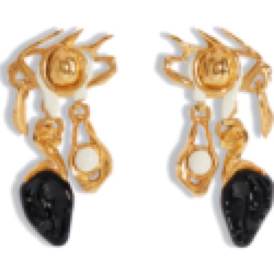 Schiaparelli Pair of Brass Teardrop Eye Earrings