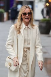 Amanda Holden in a Cream Dress and Coat at Heart Breakfast in London 01/30/2024
