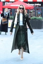 Amanda Holden in a Green Skirt and Long Green Karen Millen Coat in London 01/18/2024