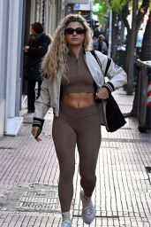 Antigoni Buxton in Workout Clothes With a Cropped White Jacket Over the Top - Athens 01/13/2024