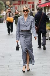 Ashley Roberts Wearing a Grey Skirt and Matching Top in London 01/30/2024
