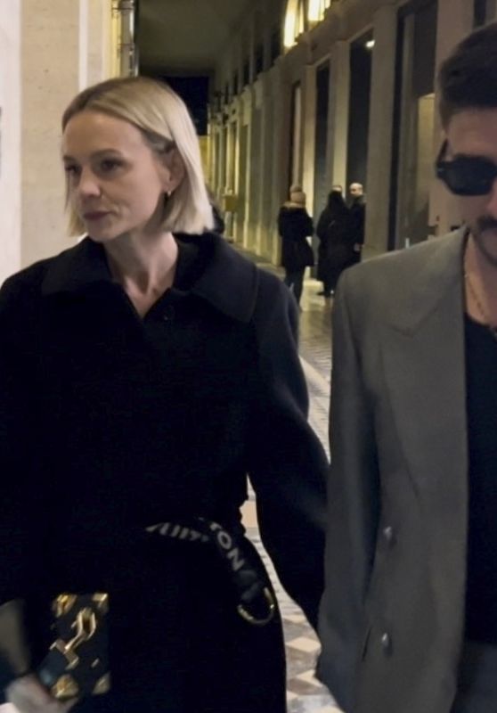 Carey Mulligan and Her husband Marcus Mumford Leave Costes Hotel in Paris 01/16/2024