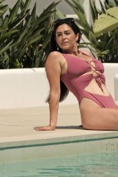 Casey Batchelor in a Pink Swimsuit in Tenerife 01/16/2024